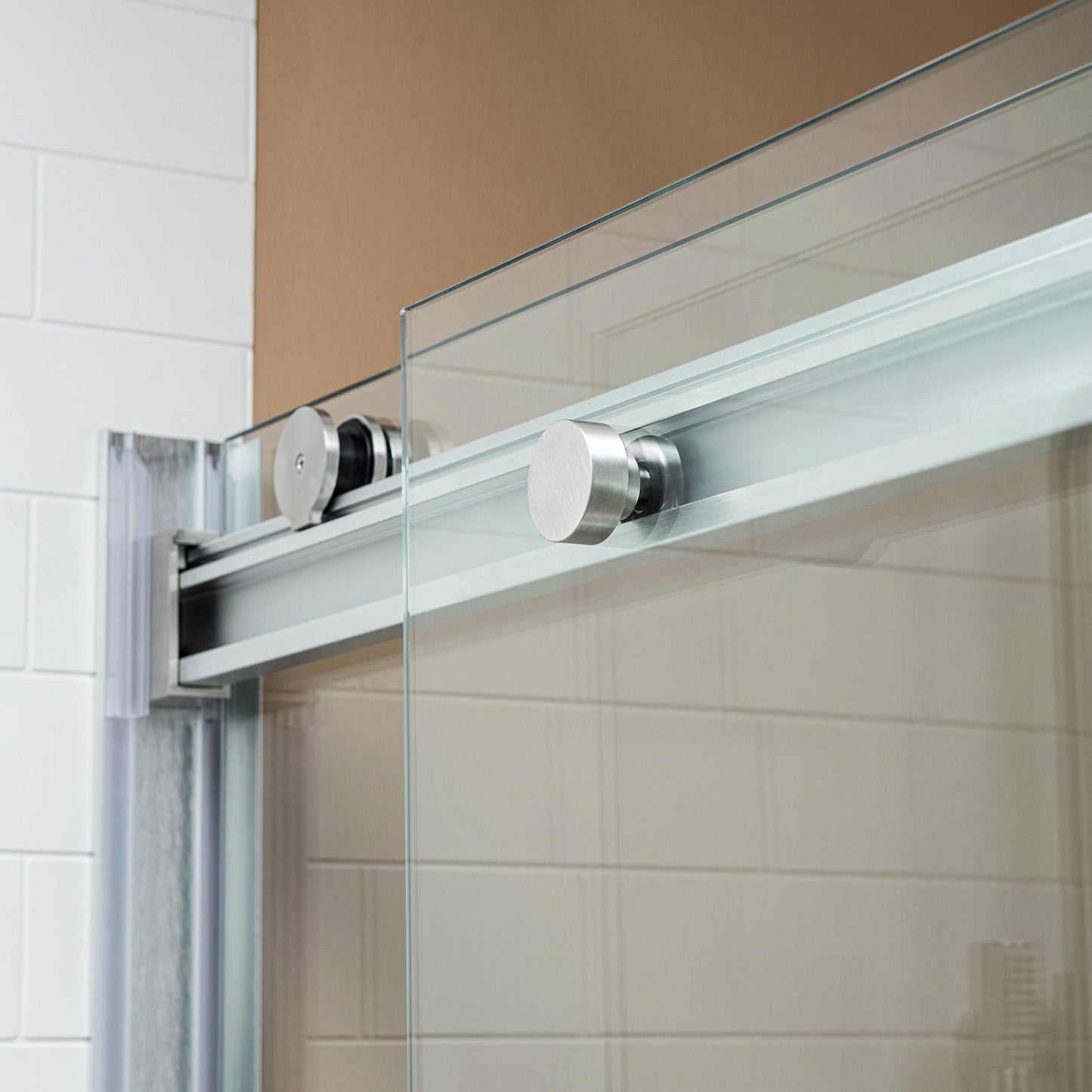 WOODBRIDGE Frameless Bathtub Shower Doors 46-48" Width x76"Height with 5/16"(8mm) Clear Tempered Glass, 2 Ways Opening & Double Sliding
