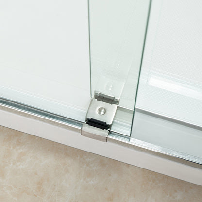 WOODBRIDGE Frameless Bathtub Shower Doors 46-48" Width x76"Height with 5/16"(8mm) Clear Tempered Glass, 2 Ways Opening & Double Sliding