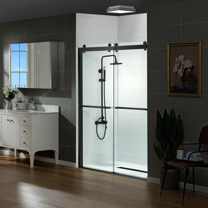 WOODBRIDGE Frameless Shower Doors 56-60" Width x 76"Height with 3/8"(10mm) Clear Tempered Glass, 2 Ways Opening & Double Sliding