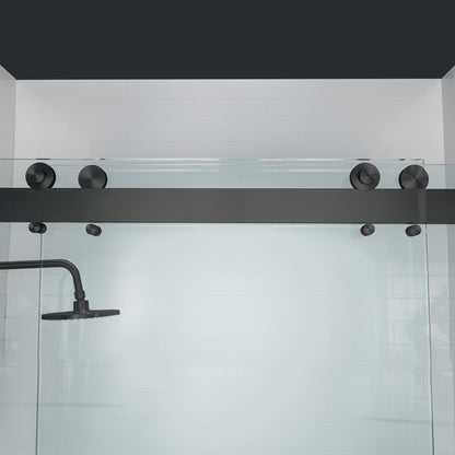 WOODBRIDGE Frameless Shower Doors 56-60" Width x 76"Height with 3/8"(10mm) Clear Tempered Glass, 2 Ways Opening & Double Sliding