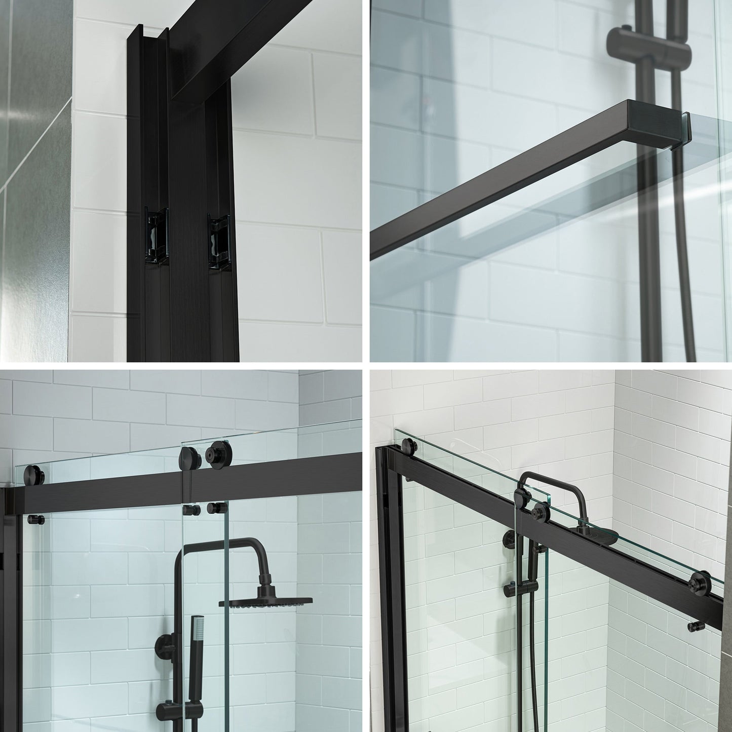 WOODBRIDGE Frameless Shower Doors 56-60" Width x 76"Height with 3/8"(10mm) Clear Tempered Glass, 2 Ways Opening & Double Sliding