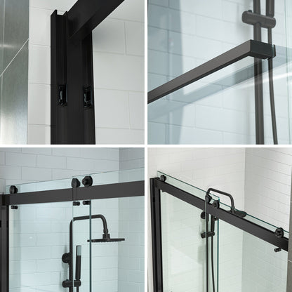 WOODBRIDGE Frameless Shower Doors 56-60" Width x 76"Height with 3/8"(10mm) Clear Tempered Glass, 2 Ways Opening & Double Sliding