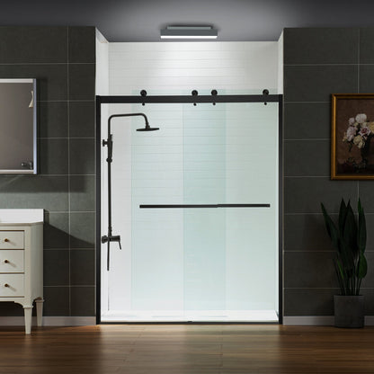 WOODBRIDGE Frameless Shower Doors 56-60" Width x 76"Height with 3/8"(10mm) Clear Tempered Glass, 2 Ways Opening & Double Sliding