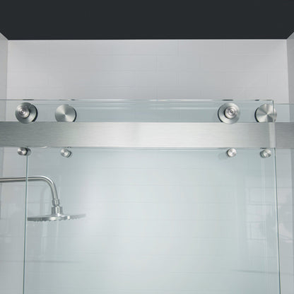 WOODBRIDGE Frameless Shower Doors 56-60" Width x 76"Height with 3/8"(10mm) Clear Tempered Glass, 2 Ways Opening & Double Sliding