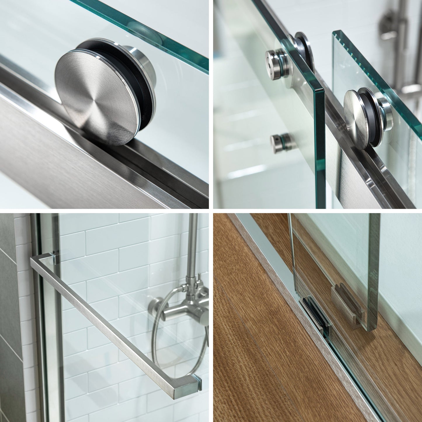 WOODBRIDGE Frameless Shower Doors 56-60" Width x 76"Height with 3/8"(10mm) Clear Tempered Glass, 2 Ways Opening & Double Sliding