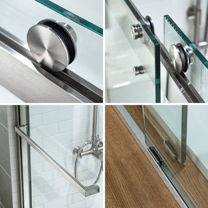 WOODBRIDGE Frameless Shower Doors 56-60" Width x 76"Height with 3/8"(10mm) Clear Tempered Glass, 2 Ways Opening & Double Sliding