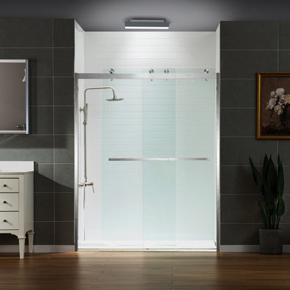 WOODBRIDGE Frameless Shower Doors 56-60" Width x 76"Height with 3/8"(10mm) Clear Tempered Glass, 2 Ways Opening & Double Sliding