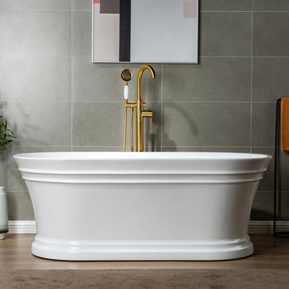 WOODBRIDGE WOODBRIDGEE F0001BNVT Contemporary Single Handle Floor Mount Freestanding Tub Filler Faucet with Hand shower