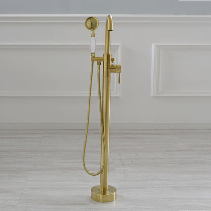 WOODBRIDGE WOODBRIDGEE F0001BNVT Contemporary Single Handle Floor Mount Freestanding Tub Filler Faucet with Hand shower