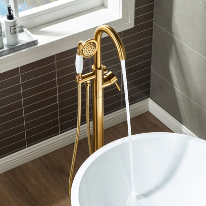 WOODBRIDGE WOODBRIDGEE F0001BNVT Contemporary Single Handle Floor Mount Freestanding Tub Filler Faucet with Hand shower