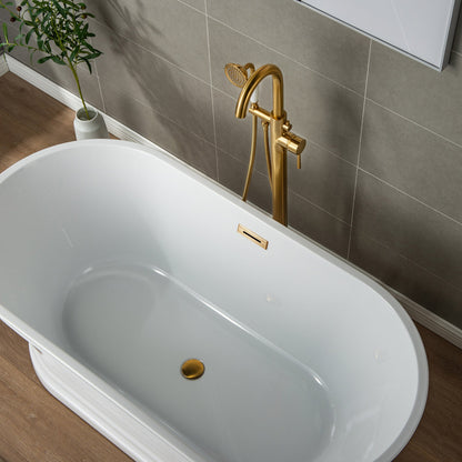 WOODBRIDGE WOODBRIDGEE F0001BNVT Contemporary Single Handle Floor Mount Freestanding Tub Filler Faucet with Hand shower