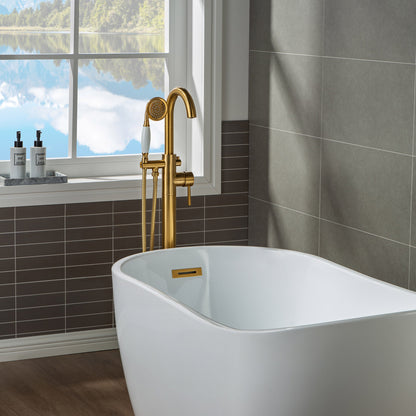 WOODBRIDGE WOODBRIDGEE F0001BNVT Contemporary Single Handle Floor Mount Freestanding Tub Filler Faucet with Hand shower