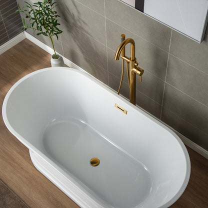 WOODBRIDGE F0001BNRD Contemporary Single Handle Floor Mount Freestanding Tub Filler Faucet with Hand shower