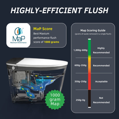 WOODBRIDGE Smart Bidet Toilet,1.28 GPF Dual Flush, Auto Open & Close, Auto Flush, Foot Sensor,1000 Gram MaP Flushing Score, Movement Drying, Heated Seat, ADA Chair Height Design and Cleaning Foam Dispenser