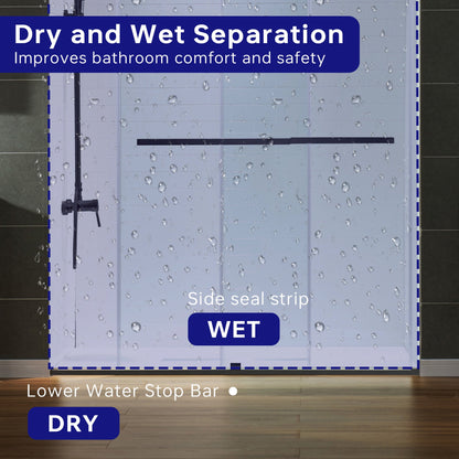 WOODBRIDGE Frameless Shower Doors 56-60" Width x 76" Height with 5/16"(8mm) Clear Tempered Glass, Double Sliding with Side Seal Strips