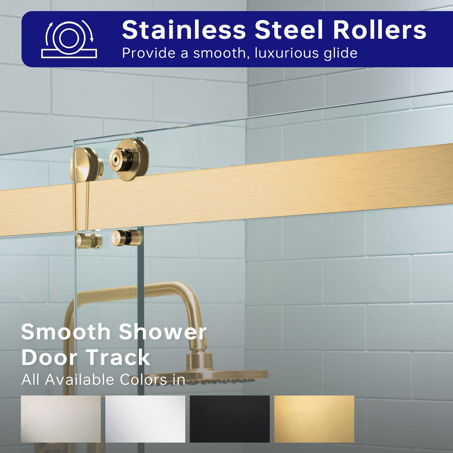 WOODBRIDGE Frameless Shower Doors 56-60" Width x 76" Height with 5/16"(8mm) Clear Tempered Glass, Double Sliding with Side Seal Strips