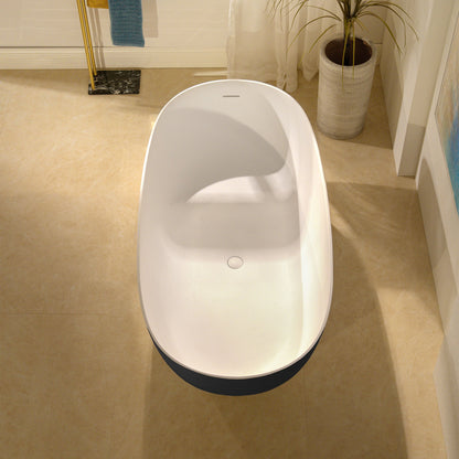 WOODBRIDGE 61-1/4" L x 30-3/4" W Stone Resin Luxury Contemporary Solid Surface Freestanding Soaking Bathtub