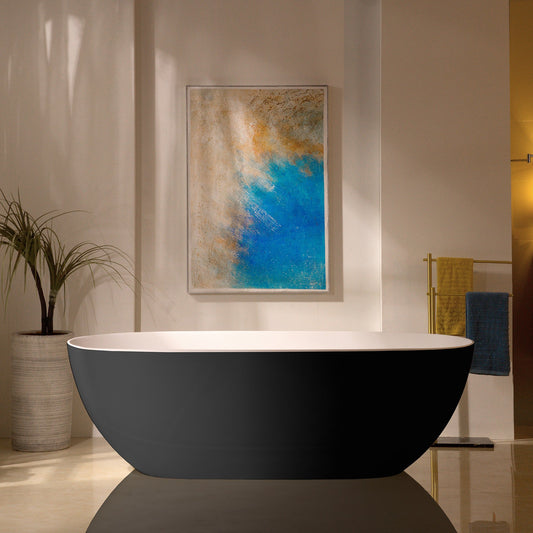 WOODBRIDGE 69" L x 32" W Luxury Contemporary Solid Surface Stone Resin Freestanding Bathtub