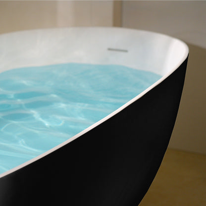 WOODBRIDGE 69" L x 32" W Luxury Contemporary Solid Surface Stone Resin Freestanding Bathtub