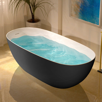 WOODBRIDGE 69" L x 32" W Luxury Contemporary Solid Surface Stone Resin Freestanding Bathtub