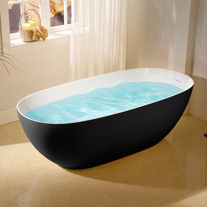WOODBRIDGE 69" L x 32" W Luxury Contemporary Solid Surface Stone Resin Freestanding Bathtub