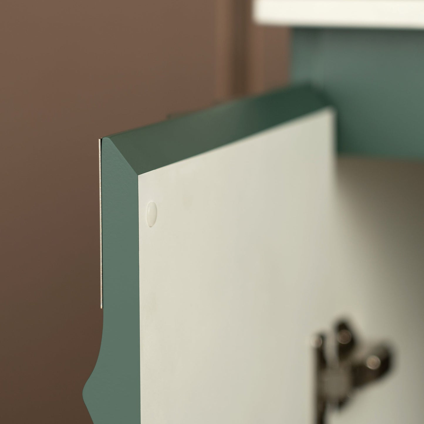 WOODBRIDGE 36"X22" Bathroom Vanity in Green with Single Ceramic Undermount Sink, White Engineered Stone Vanity Top– 3D Wave Pattern Doors, Sleek Thin-Leg Frame, Space-Saving for Modern Living