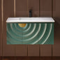 WOODBRIDGE 36"X22" Wall Mounted Floating Bathroom Vanity in Green with Single Ceramic Undermount Sink, White Engineered Stone Vanity Top– 3D Wave Pattern Doors, Space-Saving for Modern Living