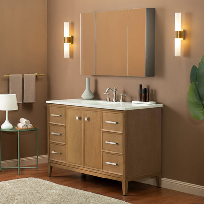 WOODBRIDGE 49" White Single Sink Bathroom Vanity Engineered Stone Top, Pre-drilled for 8 in. widespread faucets, Solid Wood Frame & Drawers, Fully Assembled and Ready to Install.