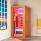 1-Person Indoor FAR Infrared Sauna in Premium Canadian Hemlock with Red Light Therapy, Bluetooth Speakers, Smart Control Panel & Chromotherapy Lighting