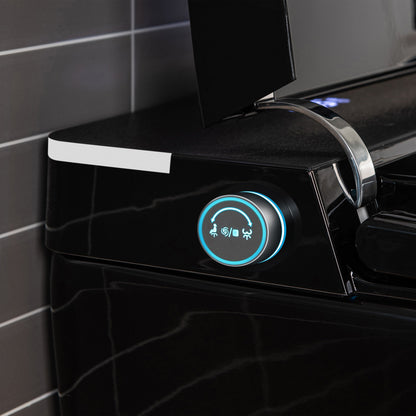 WOODBRIDGE EBT-HB02 One-Piece Square Smart Bidet Toilet with Auto Open & Close, Foot Sensor, Auto Flush, Multiple Spray Modes, Heated Seat, Warm Water and Air Dryer, Auto LED Nightlight, Glossy Black