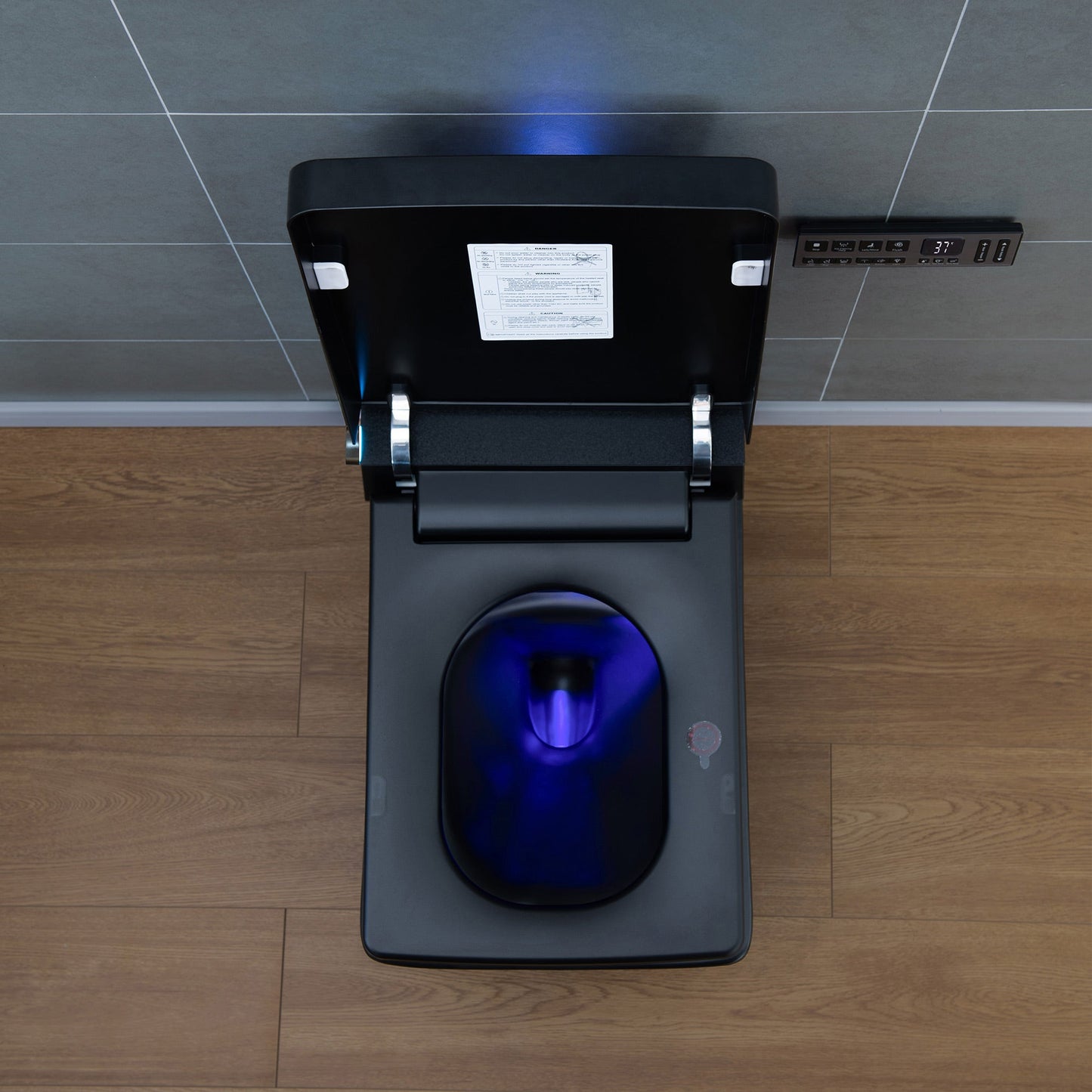 WOODBRIDGE EBT-MB03 One Piece Square Smart Bidet Toilet with Auto Open & Close, Foot Sensor, Auto Flush, Multiple Spray Modes, Heated Seat, Warm Water and Air Dryer, Auto LED Nightlight, Matte Black