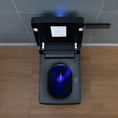WOODBRIDGE EBT-MB03 One Piece Square Smart Bidet Toilet with Auto Open & Close, Foot Sensor, Auto Flush, Multiple Spray Modes, Heated Seat, Warm Water and Air Dryer, Auto LED Nightlight, Matte Black