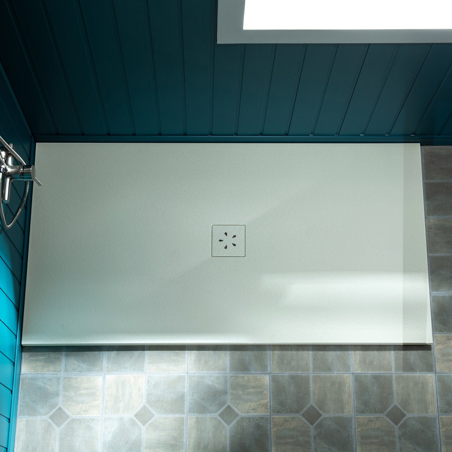 WOODBRIDGE 60-in L x 36-in W Zero-Threshold End-Drain Shower Base with Center Drain Placement, Matching Decorative Drain Plate and Tile Flange, Wheel Chair Access, Low Profile