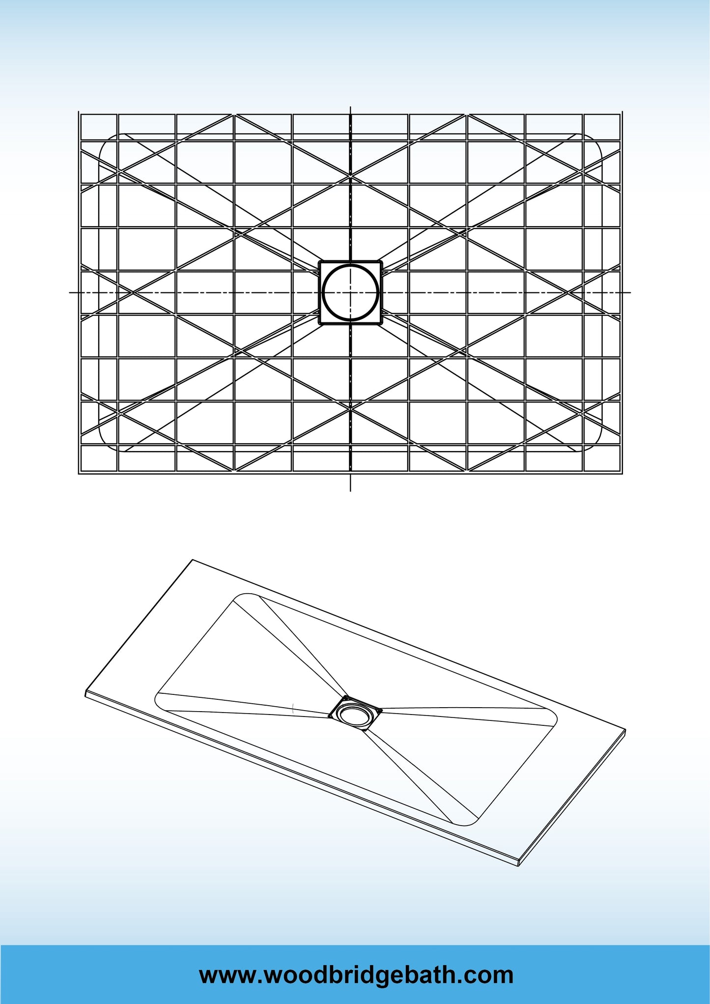 WOODBRIDGE 47.75-in L x 32-in W Zero-Threshold End-Drain Shower Base with Center Drain Placement, Matching Decorative Drain Plate and Tile Flange, Wheel Chair Access, Low Profile