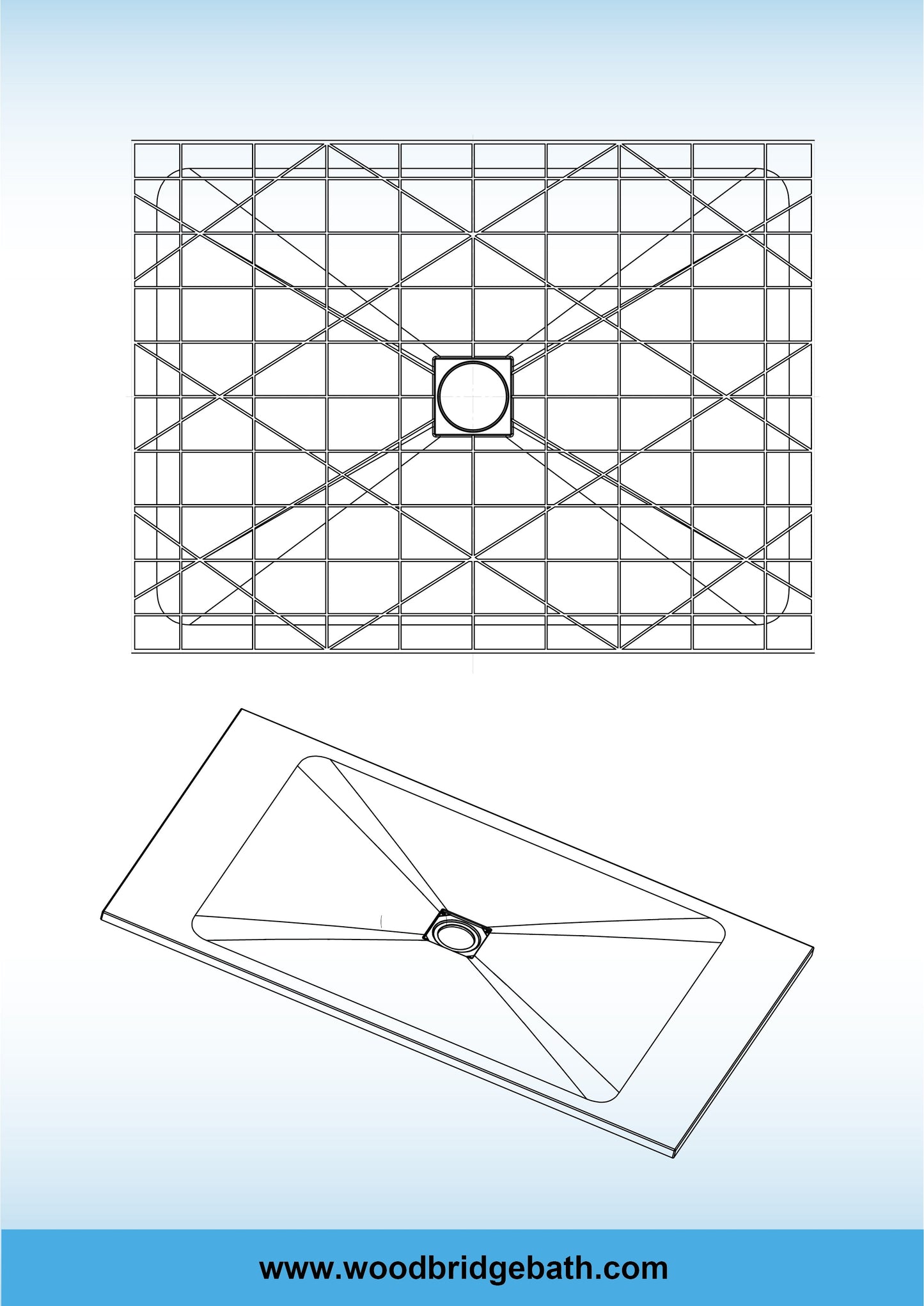 WOODBRIDGE 47.75-in L x 36-in W Zero-Threshold End-Drain Shower Base with Center Drain Placement, Matching Decorative Drain Plate and Tile Flange, Wheel Chair Access, Low Profile