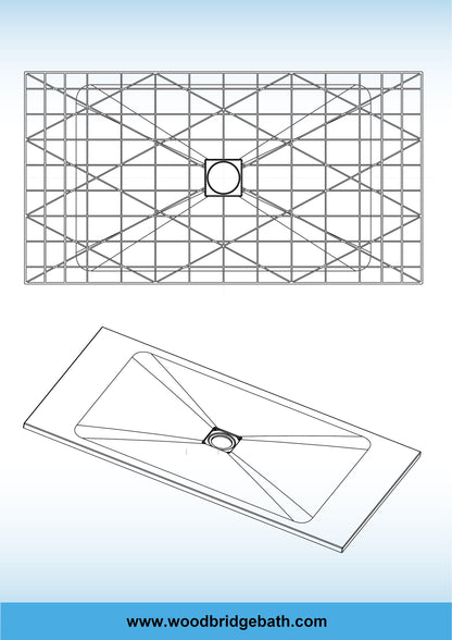 WOODBRIDGE 60-in L x 32-in W Zero-Threshold End-Drain Shower Base with Center Drain Placement, Matching Decorative Drain Plate and Tile Flange, Wheel Chair Access, Low Profile