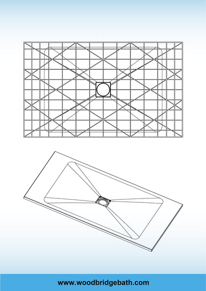WOODBRIDGE 60-in L x 36-in W Zero-Threshold End-Drain Shower Base with Center Drain Placement, Matching Decorative Drain Plate and Tile Flange, Wheel Chair Access, Low Profile