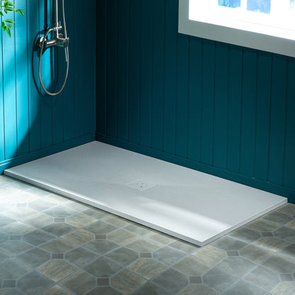 WOODBRIDGE 60-in L x 32-in W Zero-Threshold End-Drain Shower Base with Center Drain Placement, Matching Decorative Drain Plate and Tile Flange, Wheel Chair Access, Low Profile
