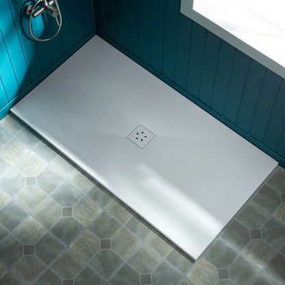 WOODBRIDGE 60-in L x 32-in W Zero-Threshold End-Drain Shower Base with Center Drain Placement, Matching Decorative Drain Plate and Tile Flange, Wheel Chair Access, Low Profile