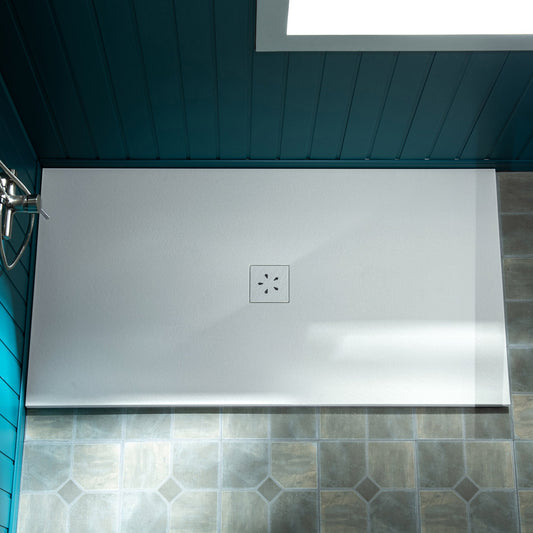 WOODBRIDGE 60-in L x 36-in W Zero-Threshold End-Drain Shower Base with Center Drain Placement, Matching Decorative Drain Plate and Tile Flange, Wheel Chair Access, Low Profile