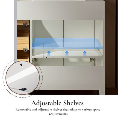 WOODBRIDGE 37" White Single Sink Bathroom Vanity Engineered Stone Top, Pre-drilled for 8 in. widespread faucets, Solid Wood Frame & Drawers, Fully Assembled and Ready to Install.