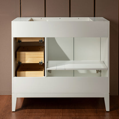 WOODBRIDGE 37" White Single Sink Bathroom Vanity Engineered Stone Top, Pre-drilled for 8 in. widespread faucets, Solid Wood Frame & Drawers, Fully Assembled and Ready to Install.