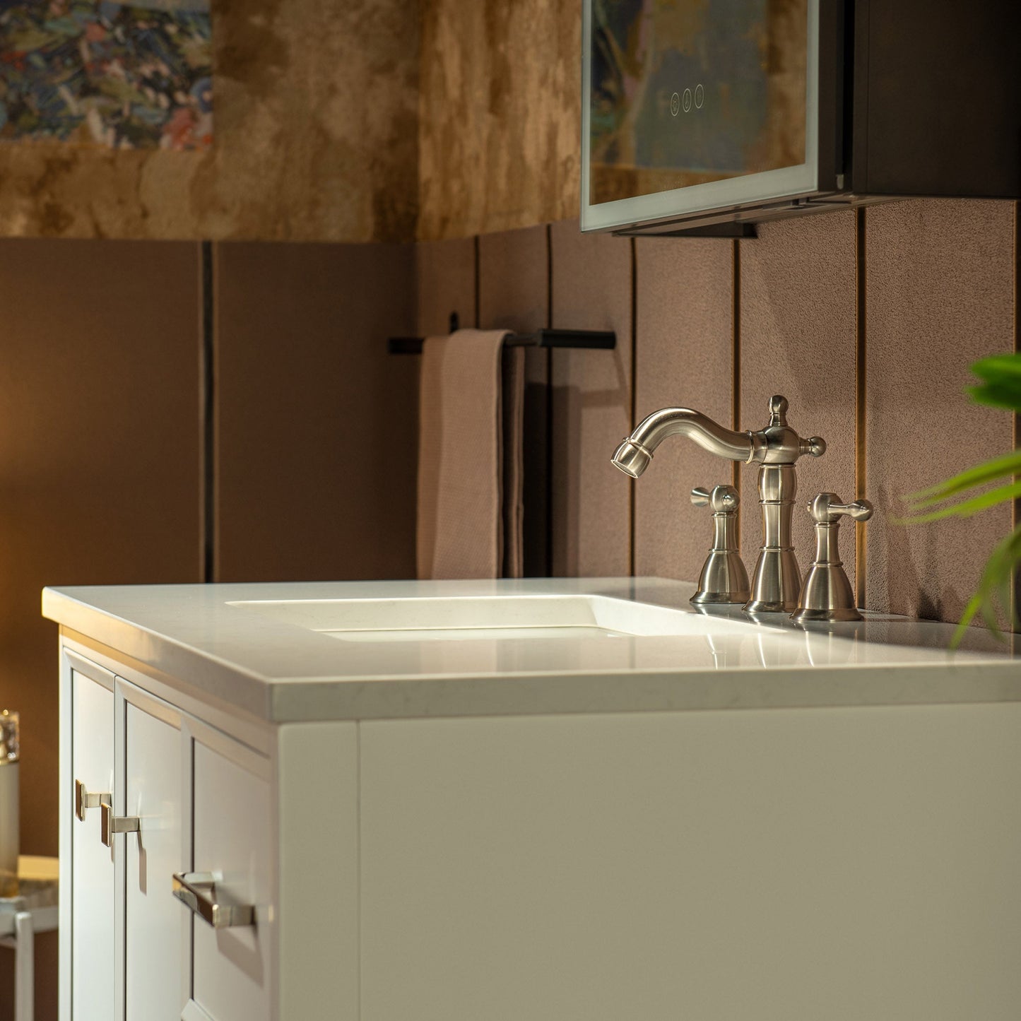 WOODBRIDGE 37" White Single Sink Bathroom Vanity Engineered Stone Top, Pre-drilled for 8 in. widespread faucets, Solid Wood Frame & Drawers, Fully Assembled and Ready to Install.
