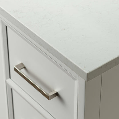 WOODBRIDGE 37" White Single Sink Bathroom Vanity Engineered Stone Top, Pre-drilled for 8 in. widespread faucets, Solid Wood Frame & Drawers, Fully Assembled and Ready to Install.
