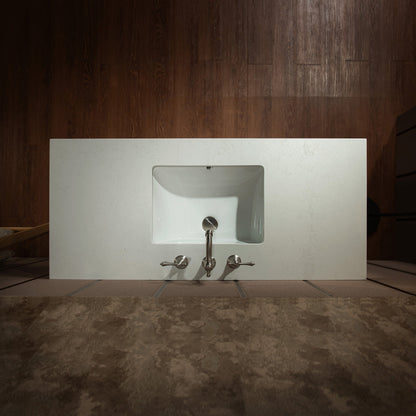 WOODBRIDGE 49" White Single Sink Bathroom Vanity Engineered Stone Top, Pre-drilled for 8 in. widespread faucets, Solid Wood Frame & Drawers, Fully Assembled and Ready to Install.