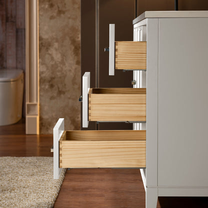 WOODBRIDGE 49" White Single Sink Bathroom Vanity Engineered Stone Top, Pre-drilled for 8 in. widespread faucets, Solid Wood Frame & Drawers, Fully Assembled and Ready to Install.