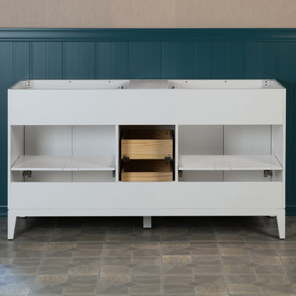 WOODBRIDGE 61" White Bathroom Vanity – Double Sink with Engineered Stone Top, Pre-drilled for 8 in. widespread faucets, Solid Wood Frame & Drawers, Fully Assembled and Ready for Installation
