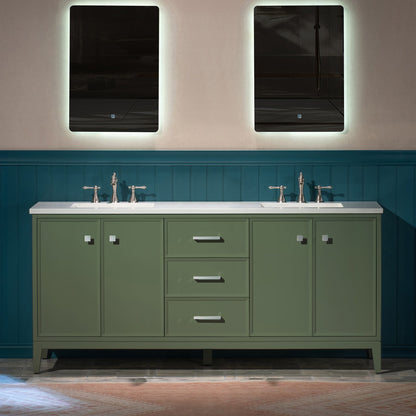 WOODBRIDGE 73" White Bathroom Vanity – Double Sink with Engineered Stone Top, Pre-drilled for 8 in. widespread faucets, Solid Wood Frame & Drawers, Fully Assembled and Ready for Installation