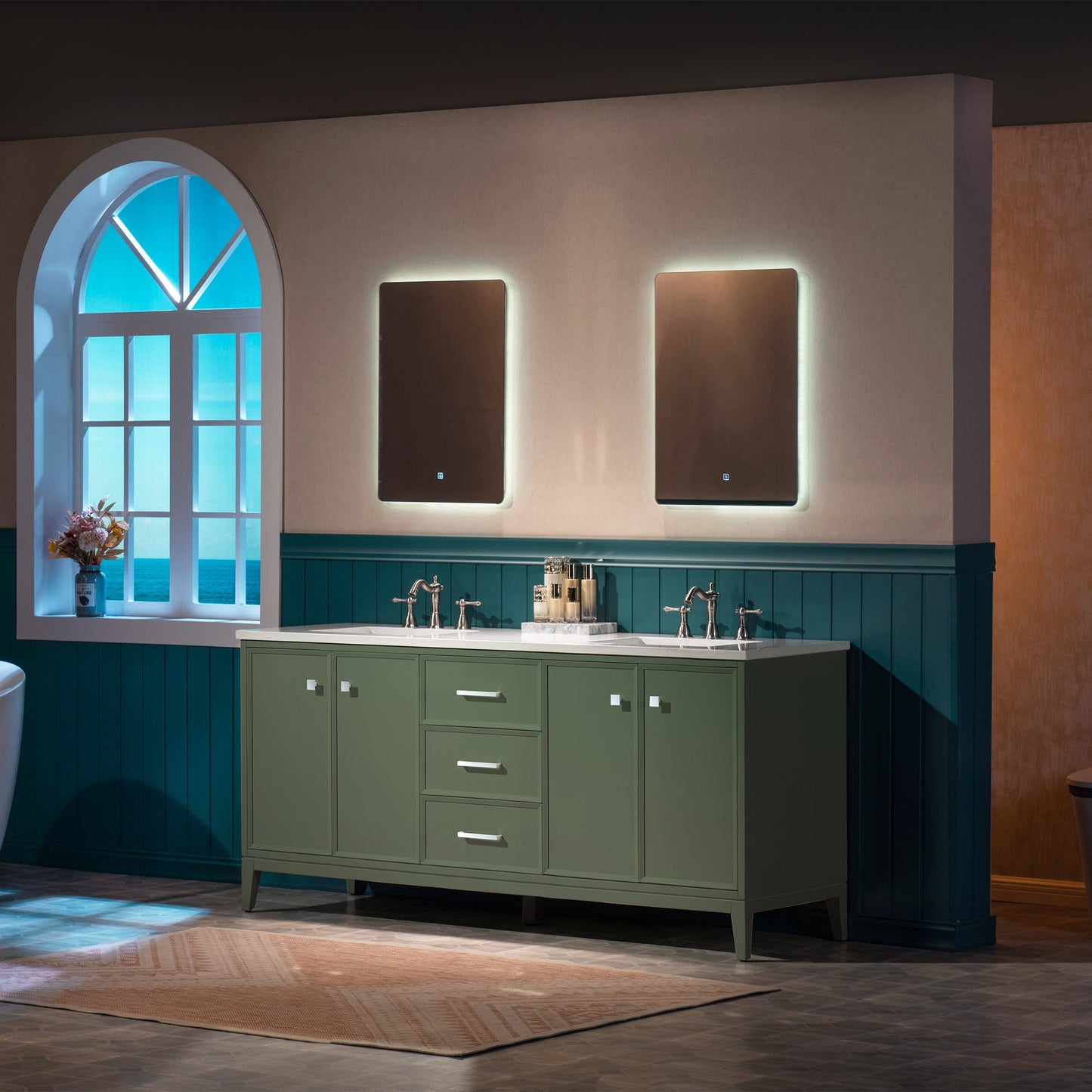 WOODBRIDGE 73" White Bathroom Vanity – Double Sink with Engineered Stone Top, Pre-drilled for 8 in. widespread faucets, Solid Wood Frame & Drawers, Fully Assembled and Ready for Installation