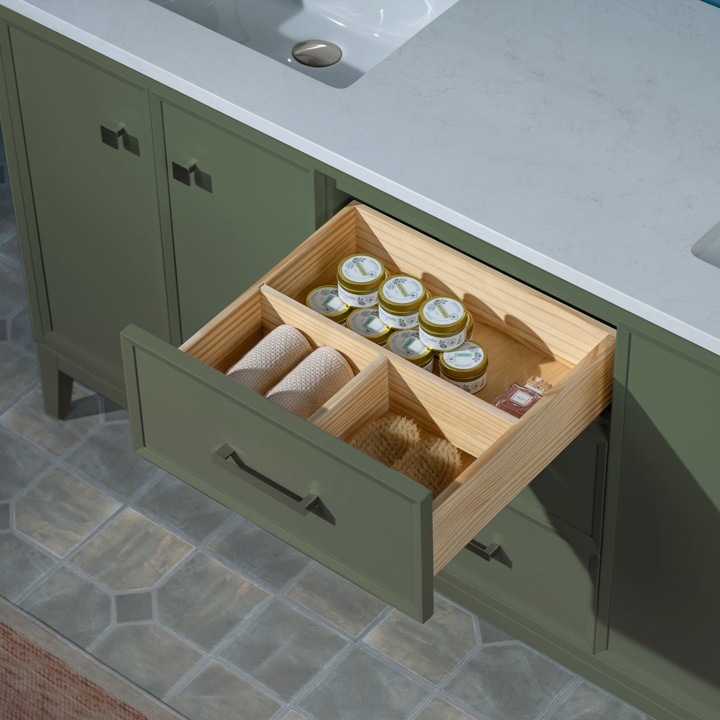 WOODBRIDGE 73" White Bathroom Vanity – Double Sink with Engineered Stone Top, Pre-drilled for 8 in. widespread faucets, Solid Wood Frame & Drawers, Fully Assembled and Ready for Installation